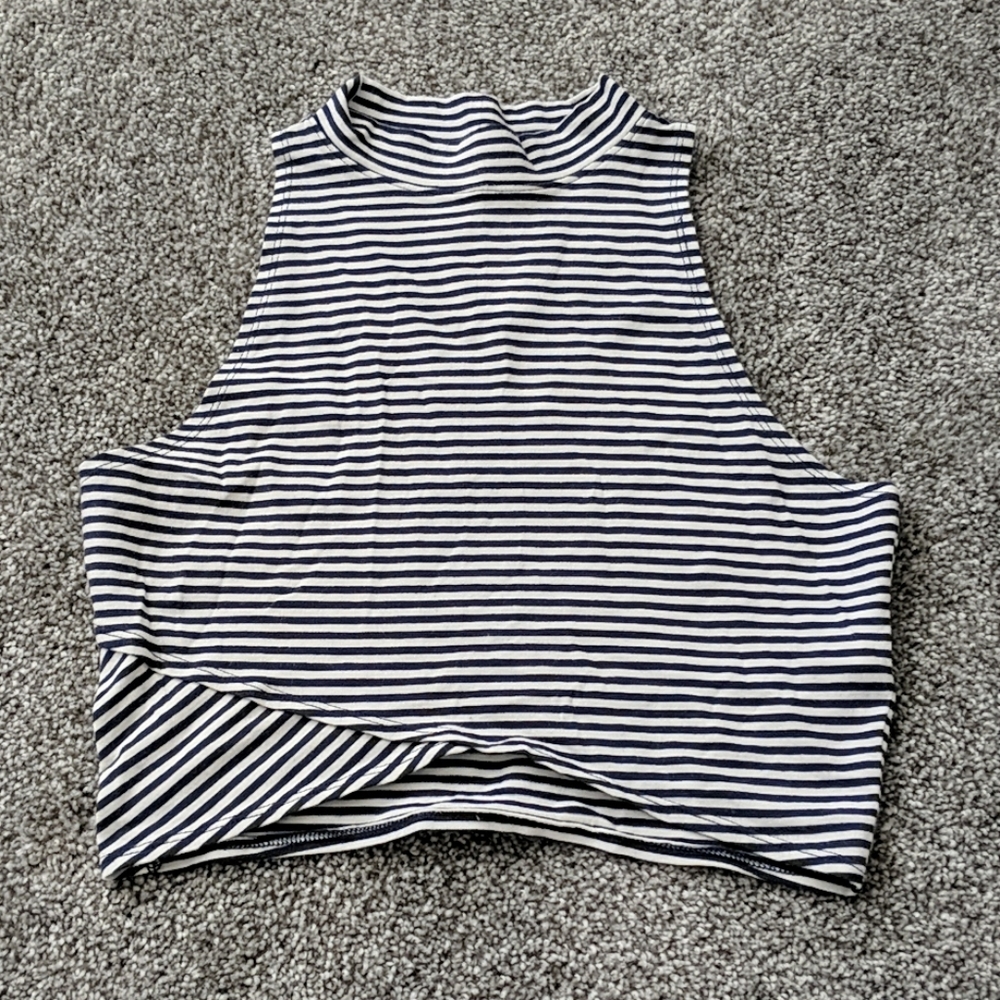 Blue and White Stripe Crop